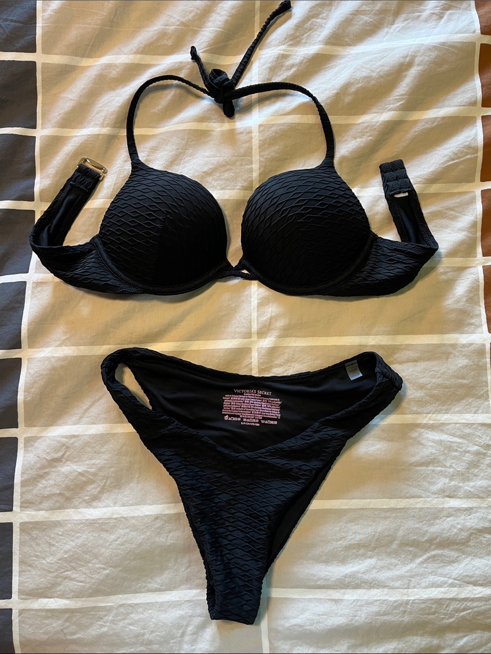 Victoria's Secret Black Textured Push-Up Bikini